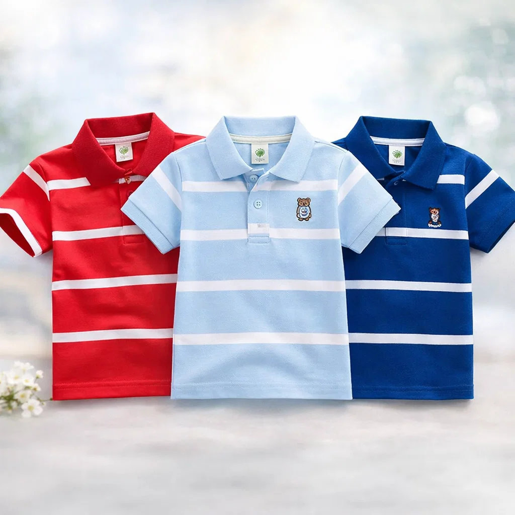 TMF-544 POLO T SHIRT Combo 3pcs-(red/Light sky-blue/blue)