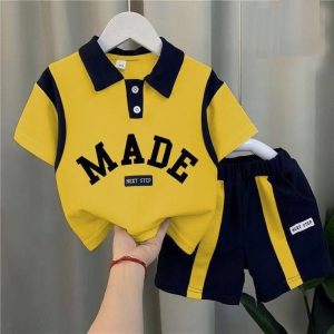 TMF-24 POLO T SHIRT  PANT COMBO 2 PCS (yellow-full made)