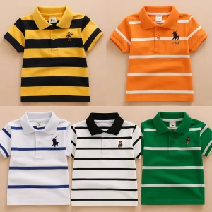 TMF-702 POLO T SHIRT Combo 5pcs-(green,white,usa-white,M-yellow,orange)