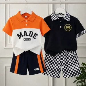 TMF-318 POLO T SHIRT COMBO 2 SET (orange  made/black tm)