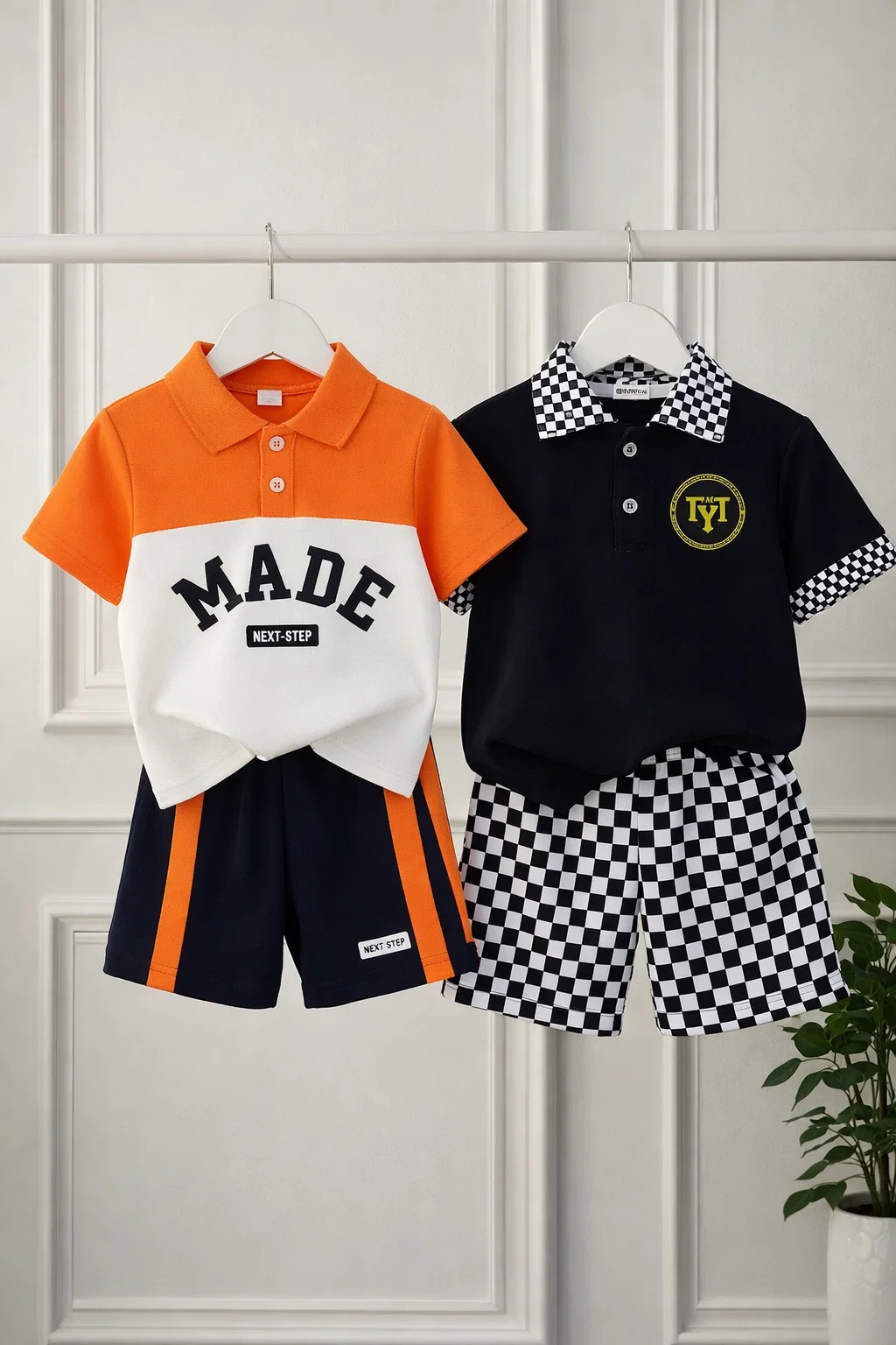 TMF-318 POLO T SHIRT COMBO 2 SET (orange made/black tm)