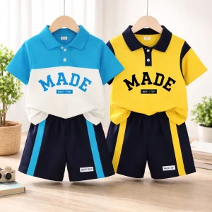 TMF-339 POLO T SHIRT COMBO 2 SET (sky blue made/yellow full made)