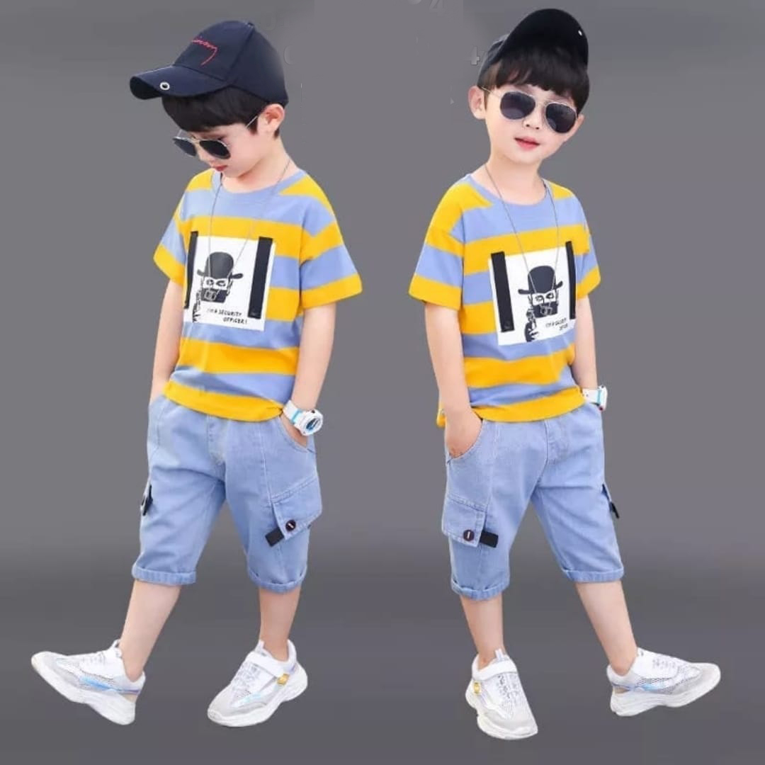 TMF-27 T SHIRT & JEAN'S PANT COMBO 2 PCS (YELLOW)