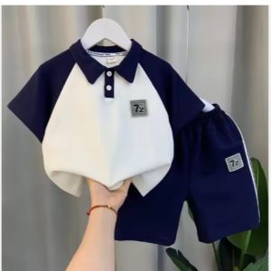 TMF-25 POLO T SHIRT  PANT COMBO 2 PCS (white-blue 72)