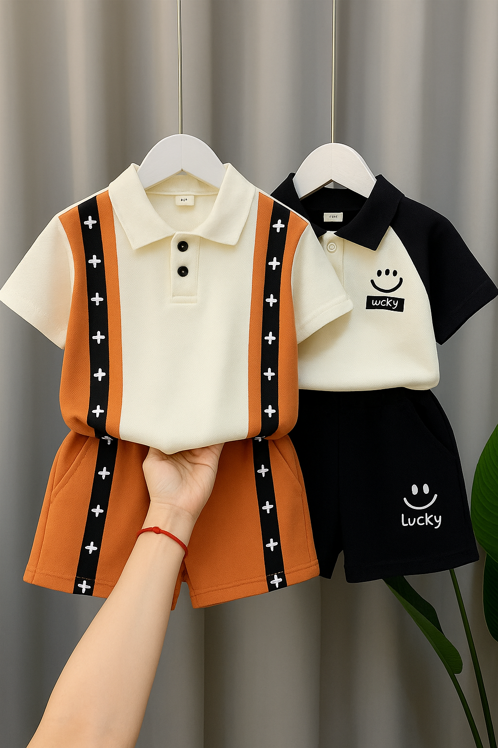 TMF-334 POLO T SHIRT COMBO 2 SET (orange tara/lucky)
