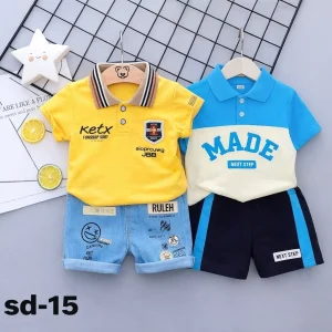 TMF-331 POLO T SHIRT COMBO 2 SET (ketx yellow jeans/sky blue made)