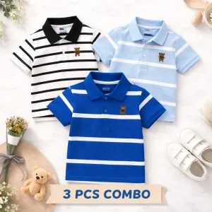TMF-548 POLO T SHIRT Combo 3pcs-(white/light sky-blue/royal-blue)