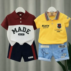 TMF-332 POLO T SHIRT COMBO 2 SET (ketx yellow jeans/maroon made)