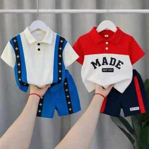 TMF-312 POLO T SHIRT COMBO 2 SET (blue tara/red made)