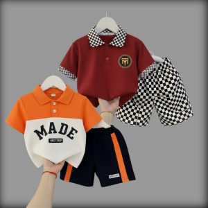 TMF-324 POLO T SHIRT COMBO 2 SET (orange made/red tm)