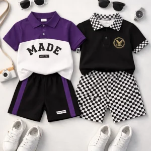 TMF-341 POLO T SHIRT COMBO 2 SET (purple made/tm black)