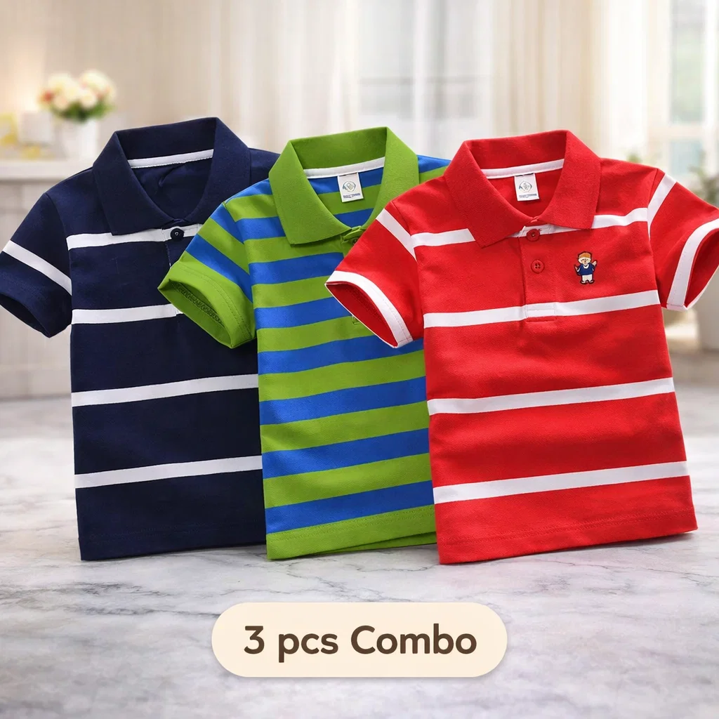 TMF-543 POLO T SHIRT Combo 3pcs-(navy/deep-parrot/red)