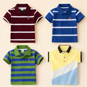 TMF-642 POLO T SHIRT Combo 4pcs-(maroon/royal blue/parrot/yellow contrast)