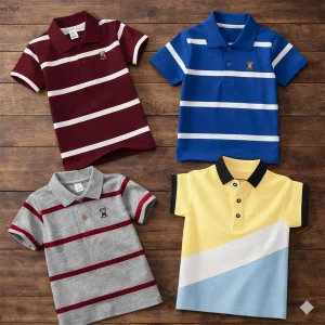 TMF-641 POLO T SHIRT Combo 4pcs-(maroon/royal blue/grey/yellow contrast)
