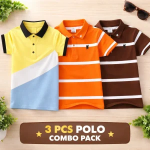 TMF-551 POLO T SHIRT Combo 3pcs-(yellow contrast/orange/coffee brown)