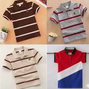 TMF-644 POLO T SHIRT Combo 4pcs-(coffe brown/grey/beige/red contrast)