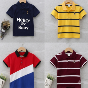 TMF-649 POLO T SHIRT Combo 4pcs-(baby-navy/yellow/red contrast/maroon)
