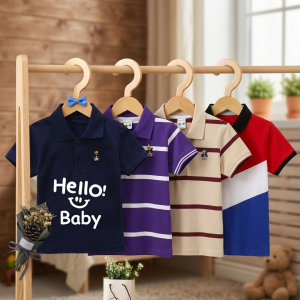 TMF-650 POLO T SHIRT Combo 4pcs-(baby-navy/purple/beige/red contrast)