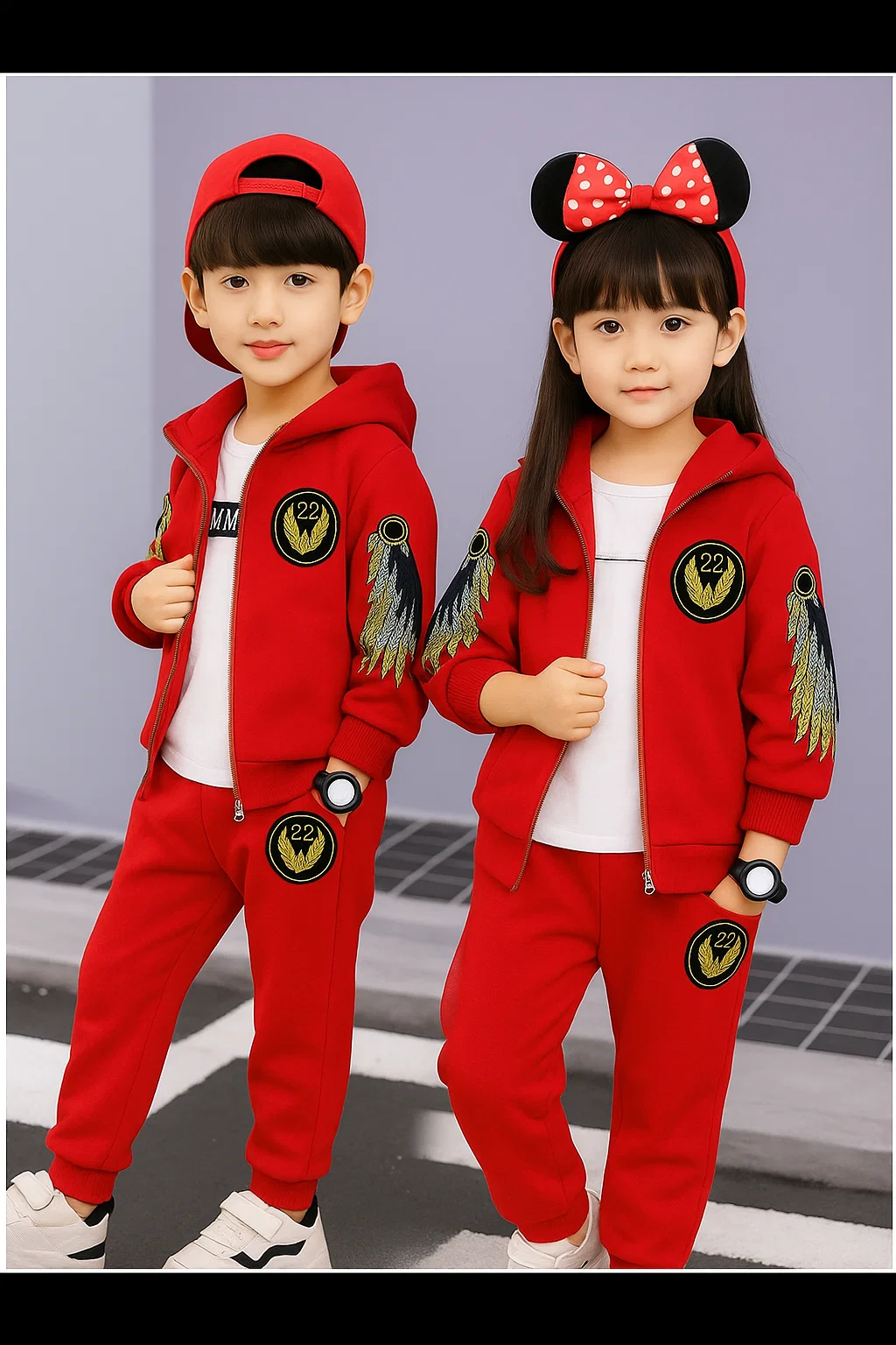 TMF-805 Zipper Hoddie & Pant Set-(Red Eagle)