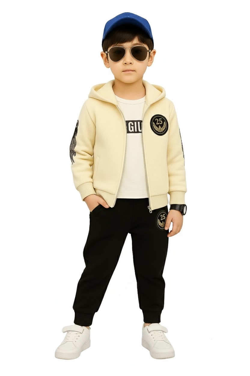 TMF-819 Hoddie & Pant Set-(Boy white Black Eagle)